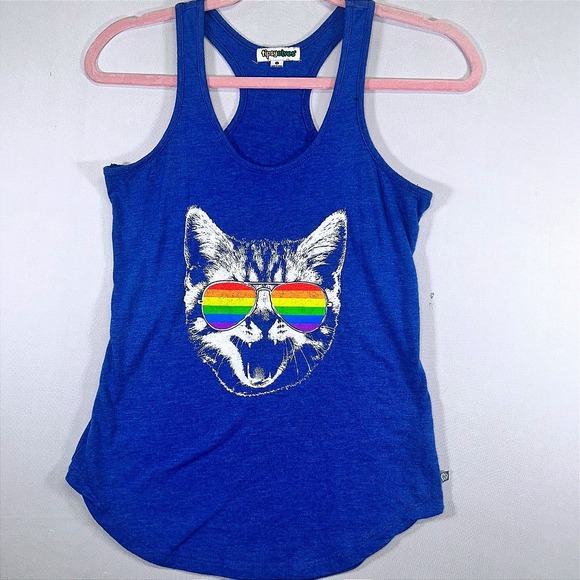 Tipsy Elves Tops - Tipsy Elves Rainbow Cat Tank Top Small Funny Graphic Racerback Pride Festival